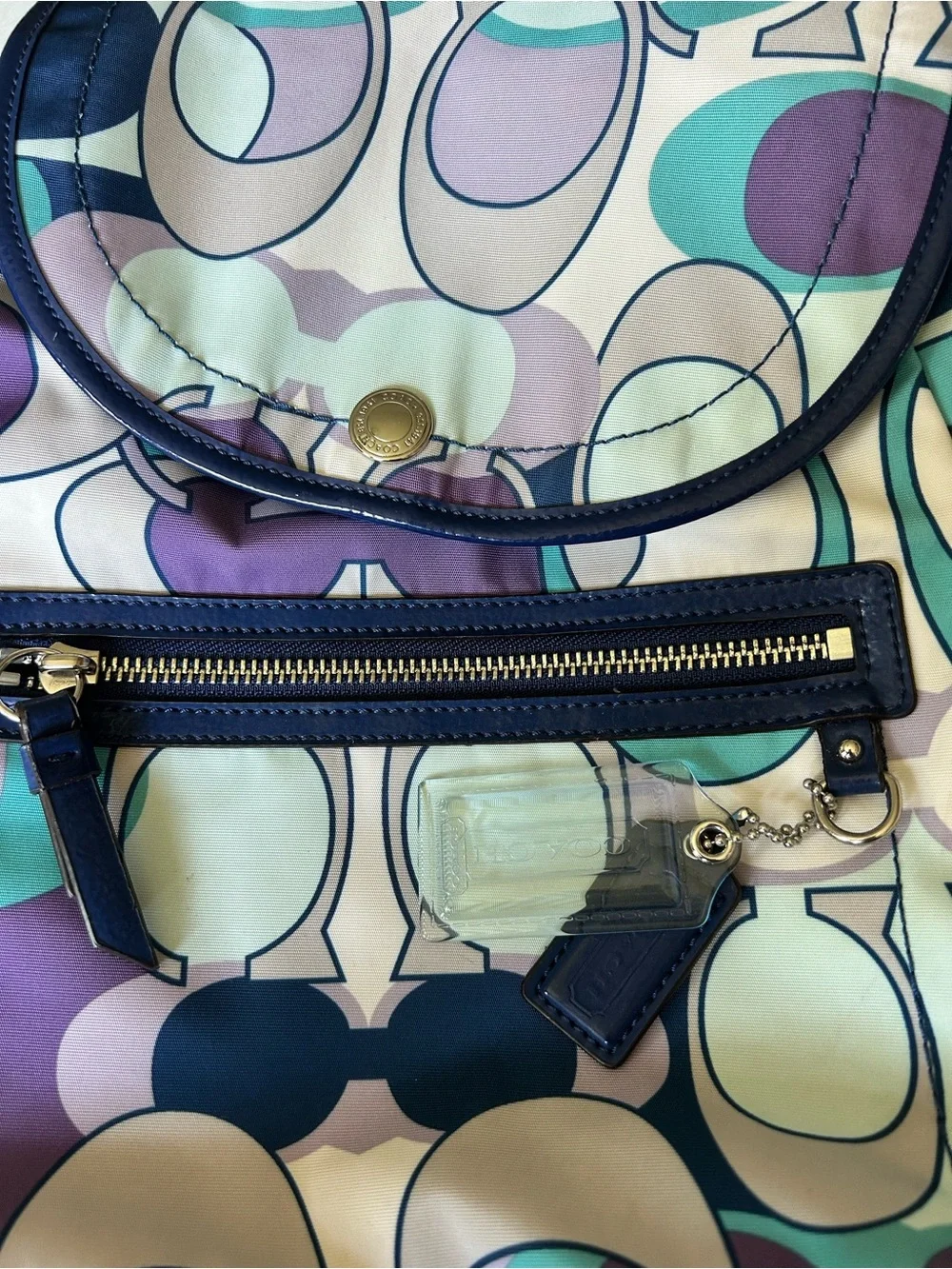 Coach Kyra Scarf Print Nylon Backpack + Matching Wristlet F19279